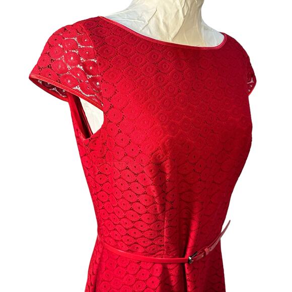 Black Label by Evan Picone Short Knee Length Lace Dress 8 Tradwife Twee Feminine - Picture 8 of 16